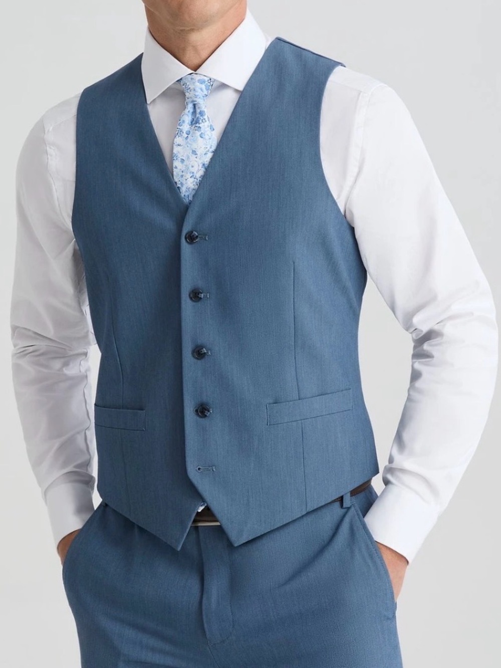 The Suit Shop Light Blue Men's Vest - Classic Button Front NWT